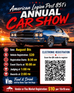American Legion Annual Car Show - August 8th